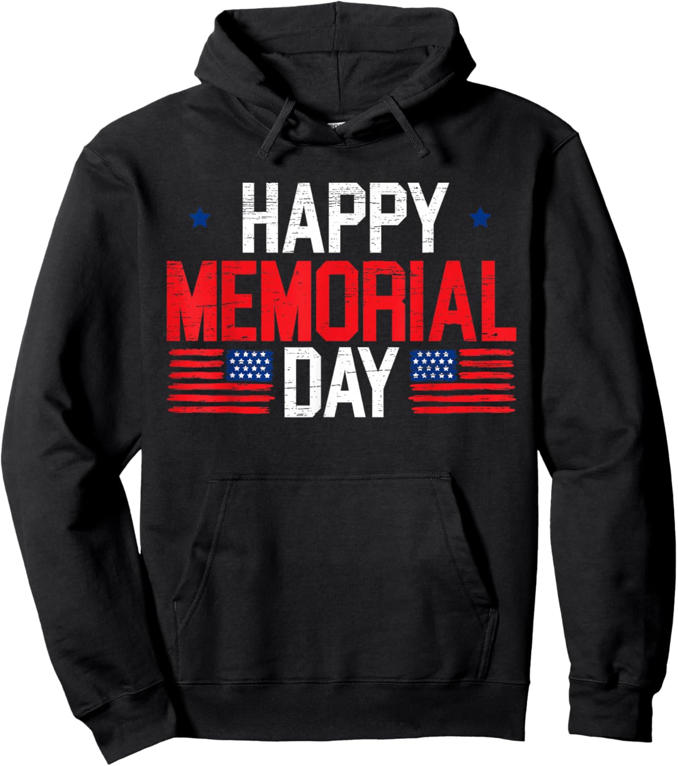 Happy Memorial Day USA Flag American Patriotic Armed Forces Hoodie - Hoodie | Black