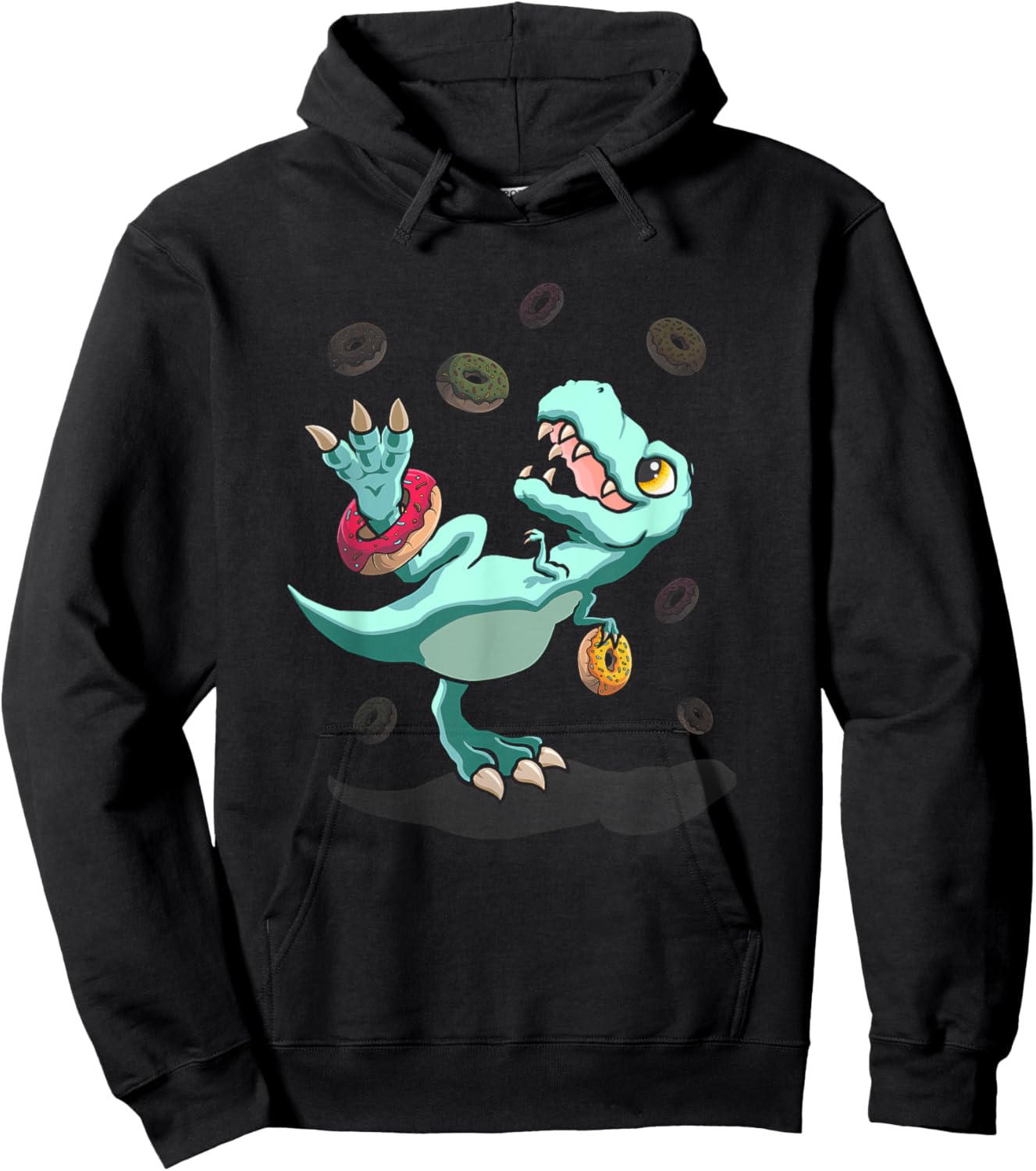 Dinosaur Donut Dino Doughnut Birthday Kids T-rex Hoodie - Hoodie | Black