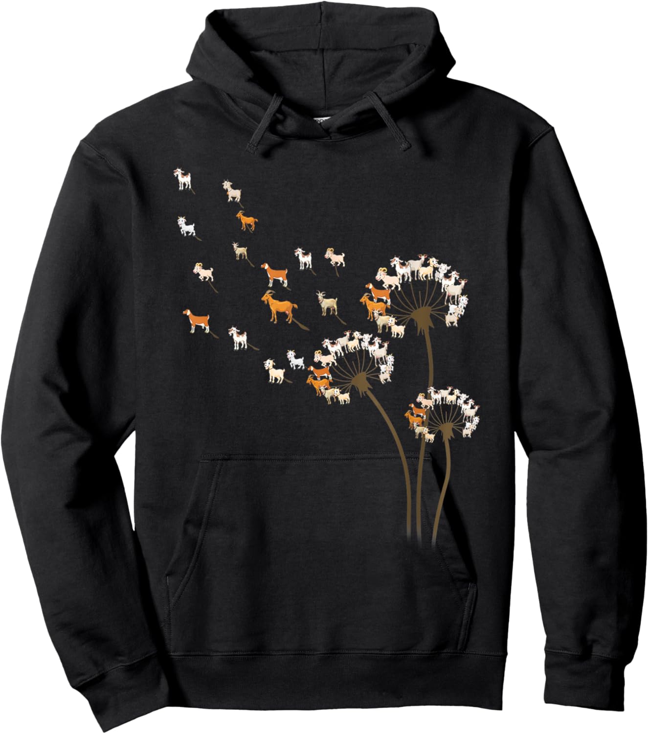 Animal Lover Gifts Goat Dandelion Flower Women Hoodie - Hoodie | Black