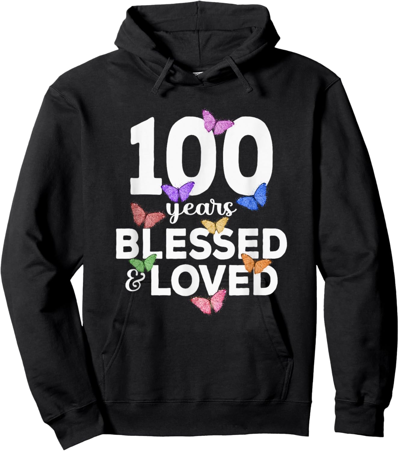 100 Years Blessed And Loved Butterfly 100th Birthday Women Hoodie - Hoodie | Black