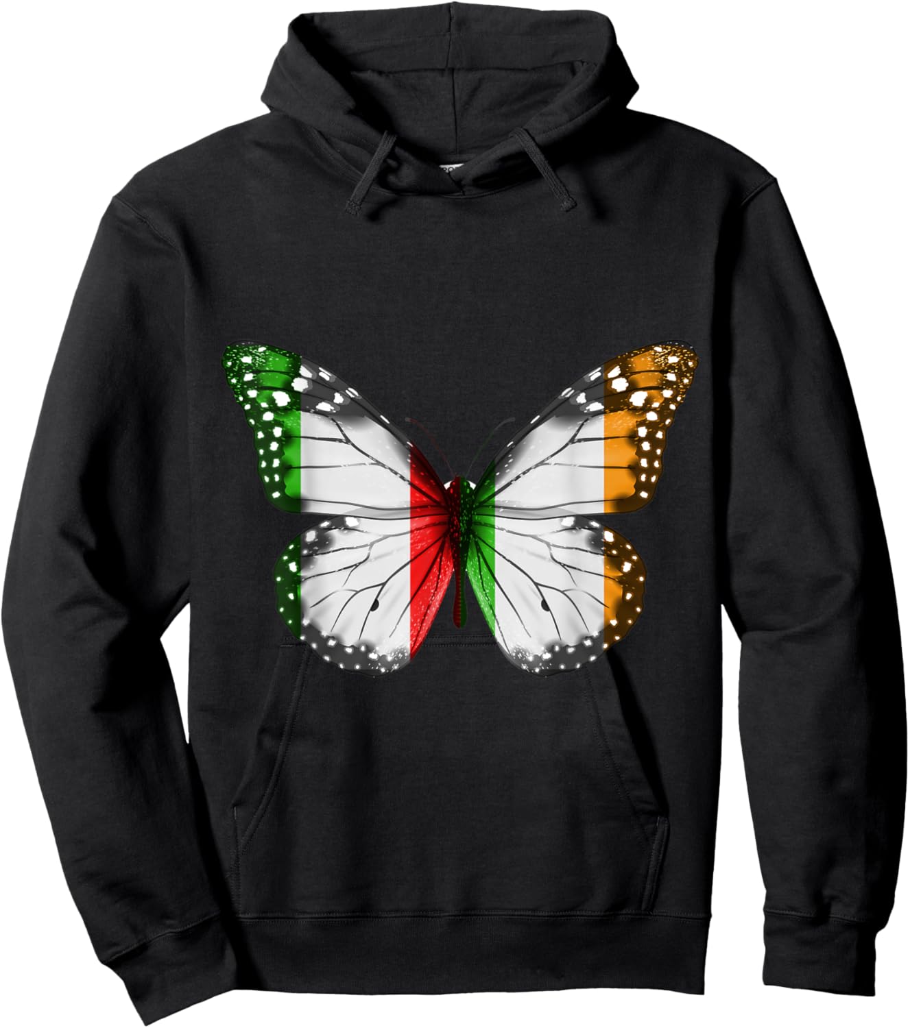 Italian Irish Flag Butterfly Hoodie - Hoodie | Black
