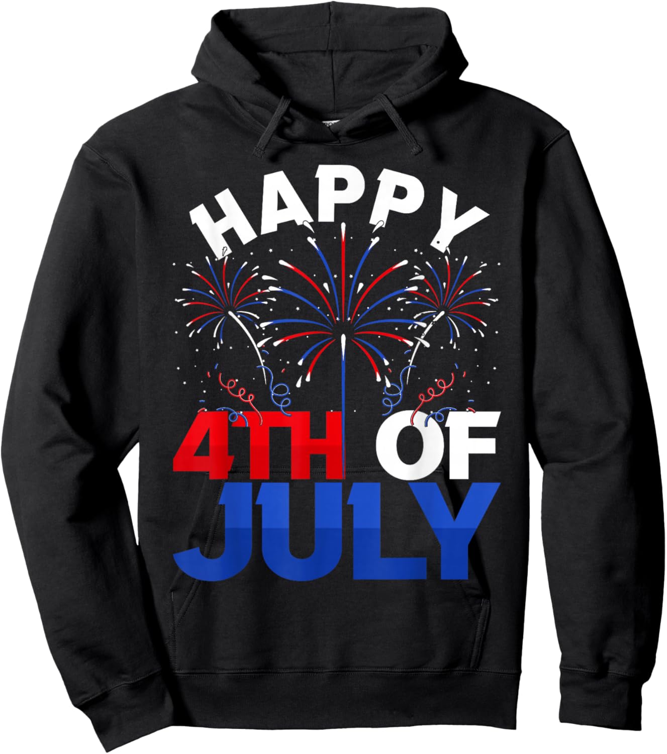 Fireworks US Patriotic American Pride Happy 4th Of July Hoodie - Hoodie | Black