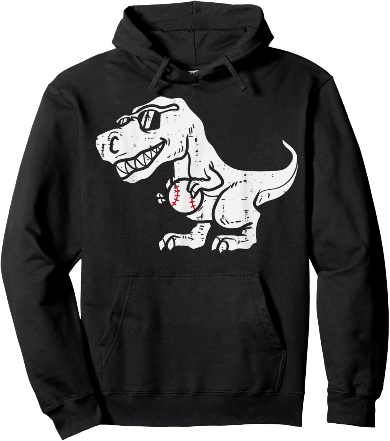 Trex Dinosaur Baseball Cute Sports Catcher Player Kids Boys Hoodie - Hoodie | Black