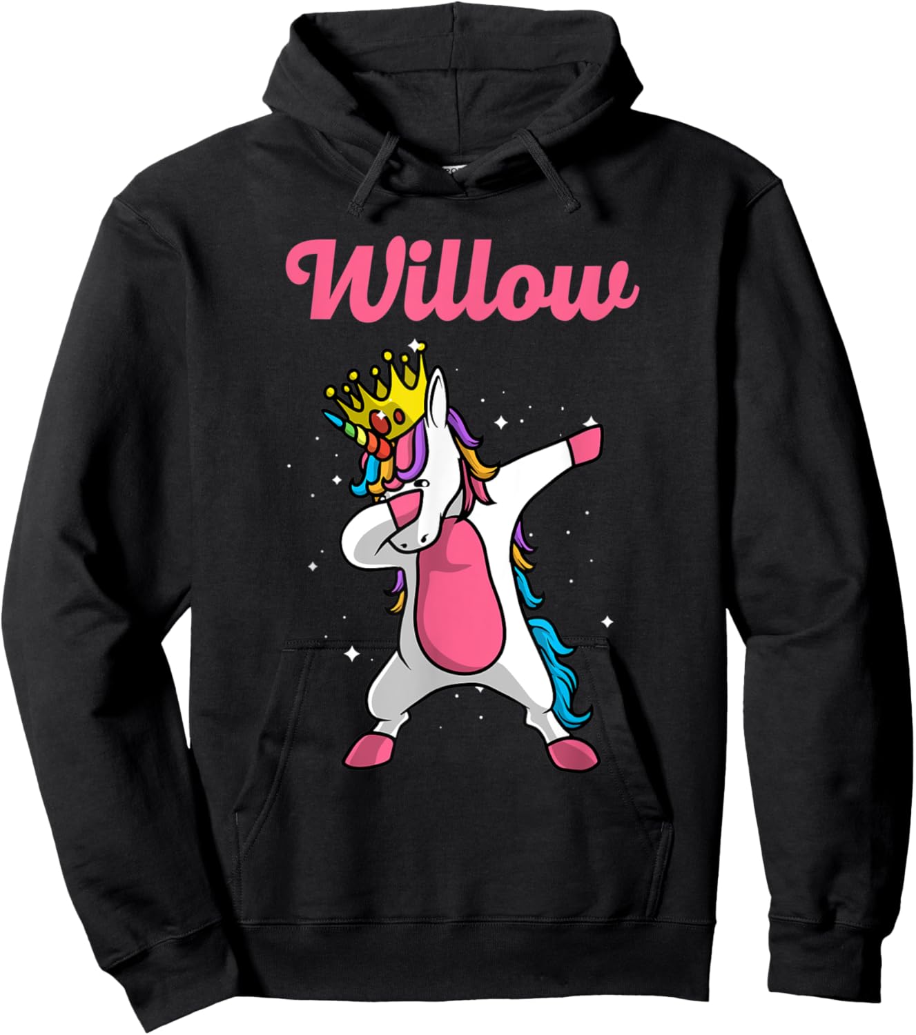 WILLOW Gift Name Personalized Birthday Dabbing Unicorn Queen Hoodie - Hoodie | Black