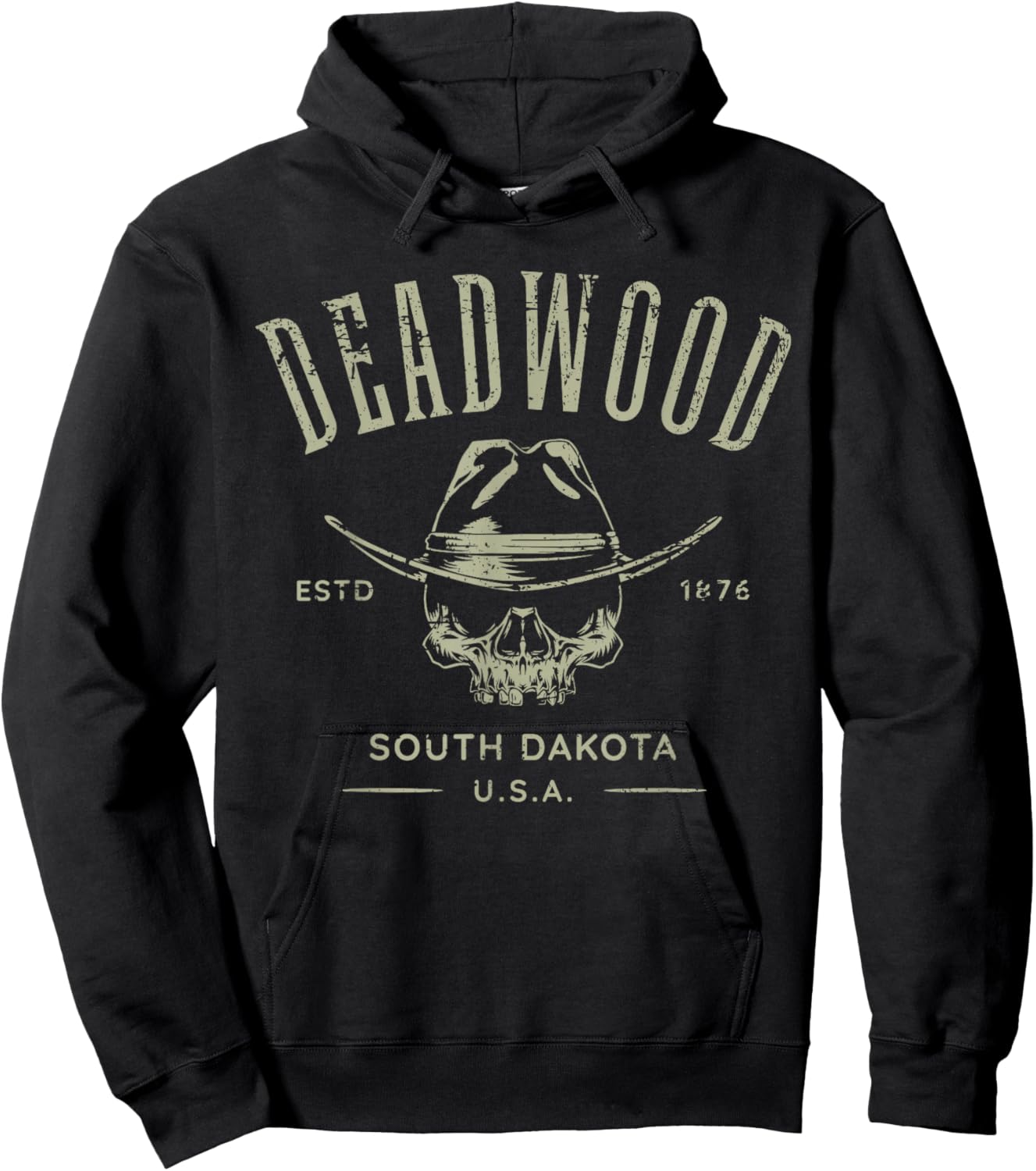 Deadwood South Dakota USA Distressed Design Souvenir Hoodie - Hoodie | Black