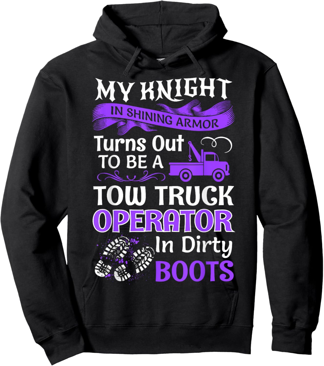My Knight In Shining Wife Funny Tow Truck Driver Lady Women Hoodie - Hoodie | Black
