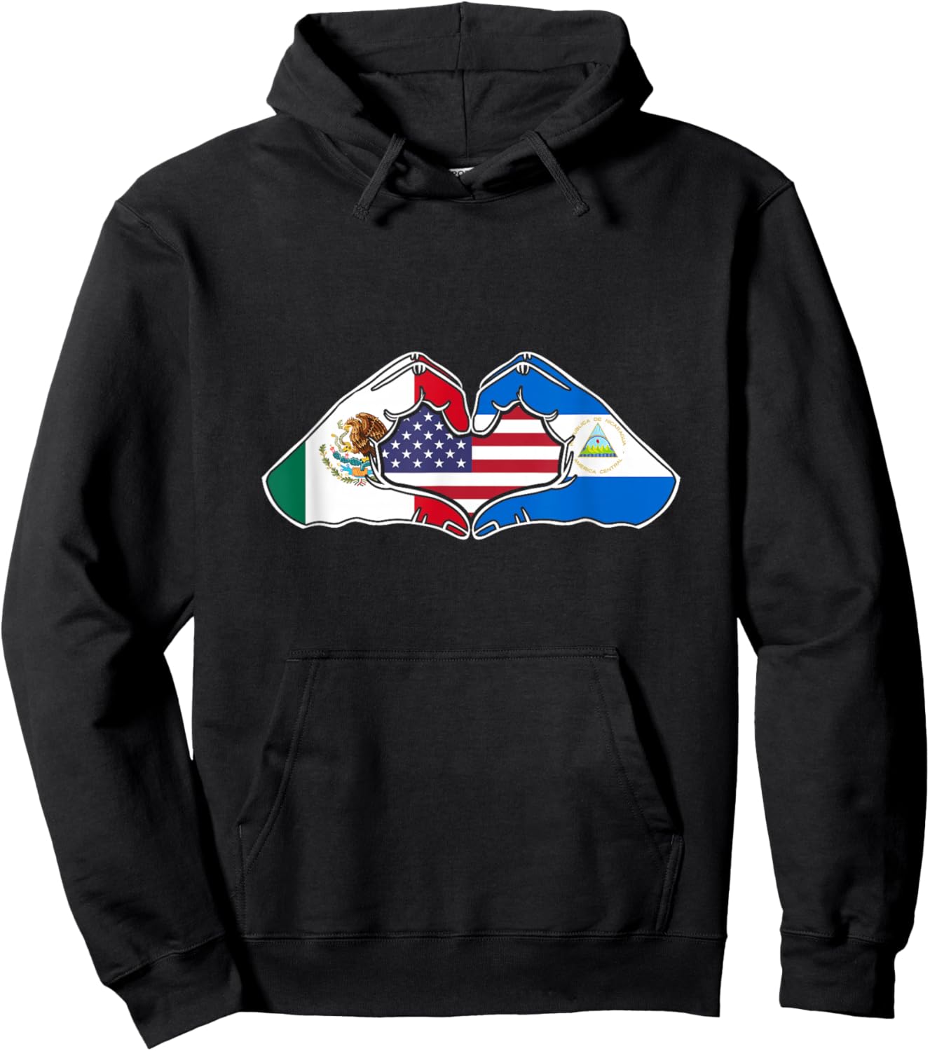 Heart Hands Mexico, Nicaragua and the USA. Hoodie - Hoodie | Black