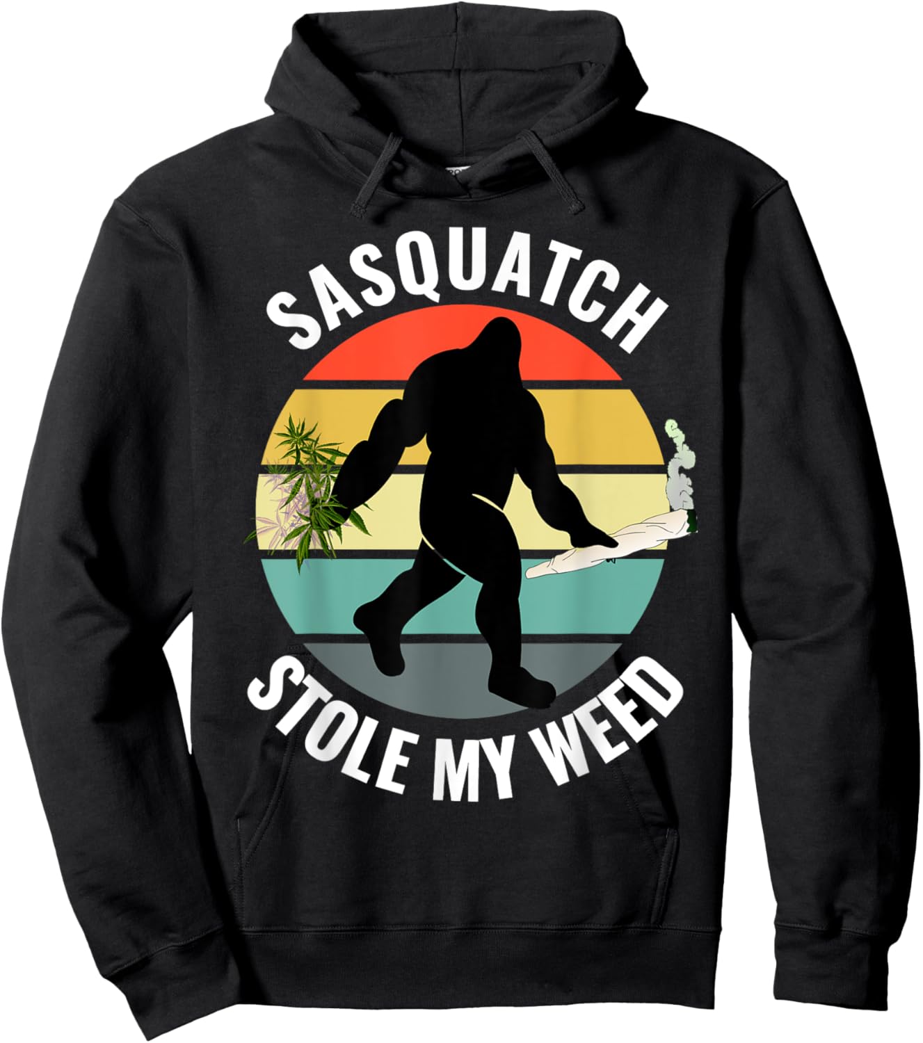 Funny Cannabis and Sci-Fi 420 Sasquatch Stole My Weed Hoodie - Hoodie | Black