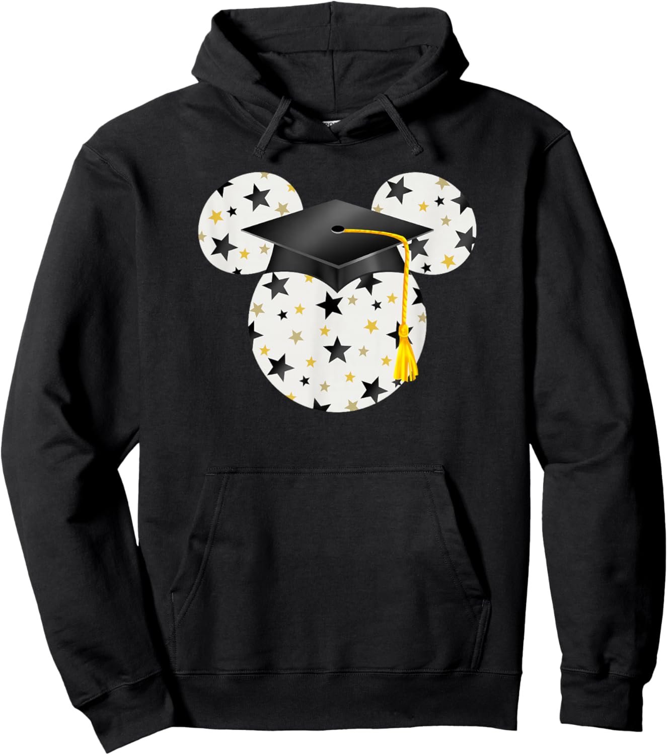 Disney Mickey Head Graduation Hat Star Fill Hoodie - Hoodie | Black