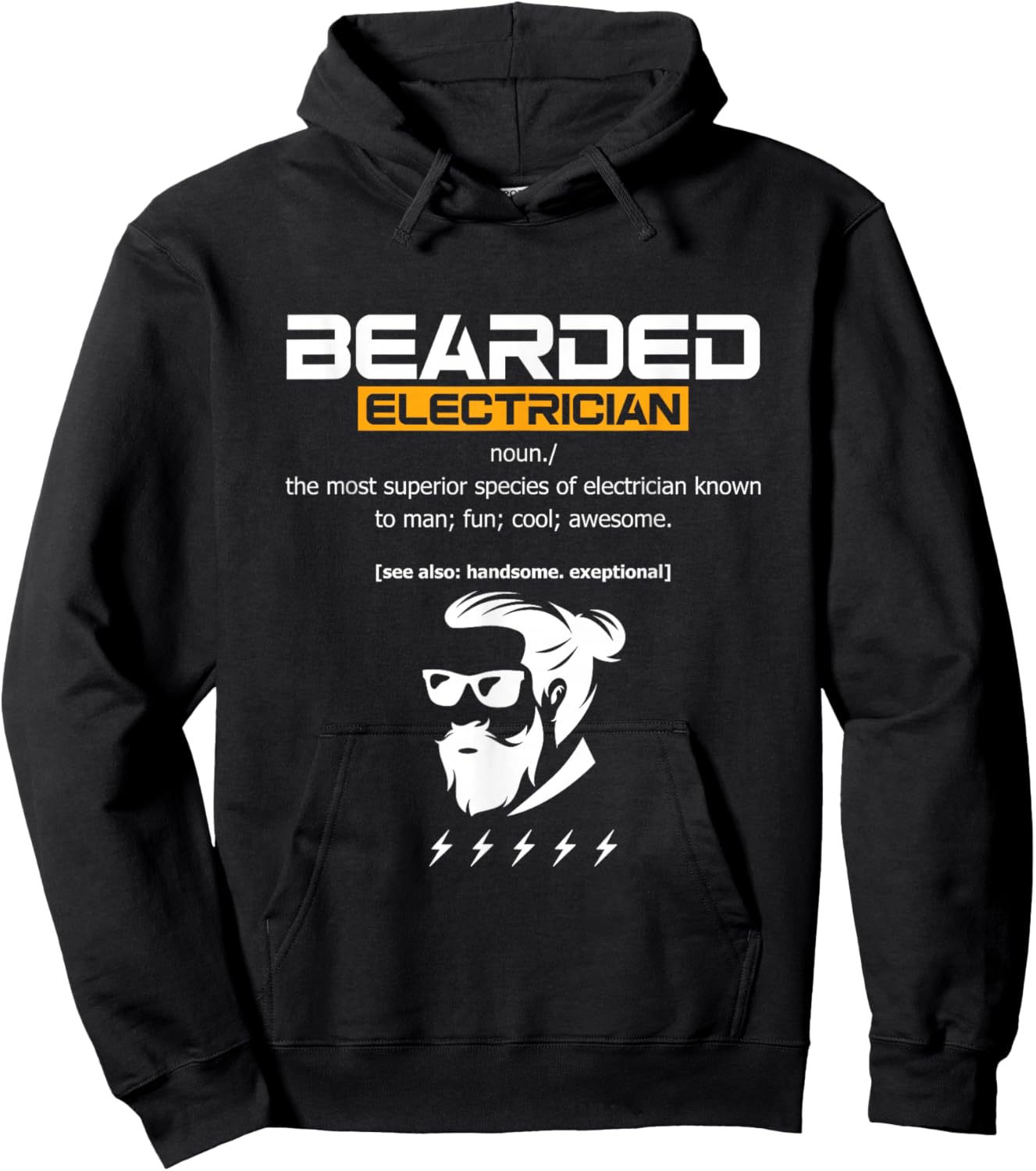 Bearded Electrician Definition Electricity Lineman Craftsman Hoodie - Hoodie | Black