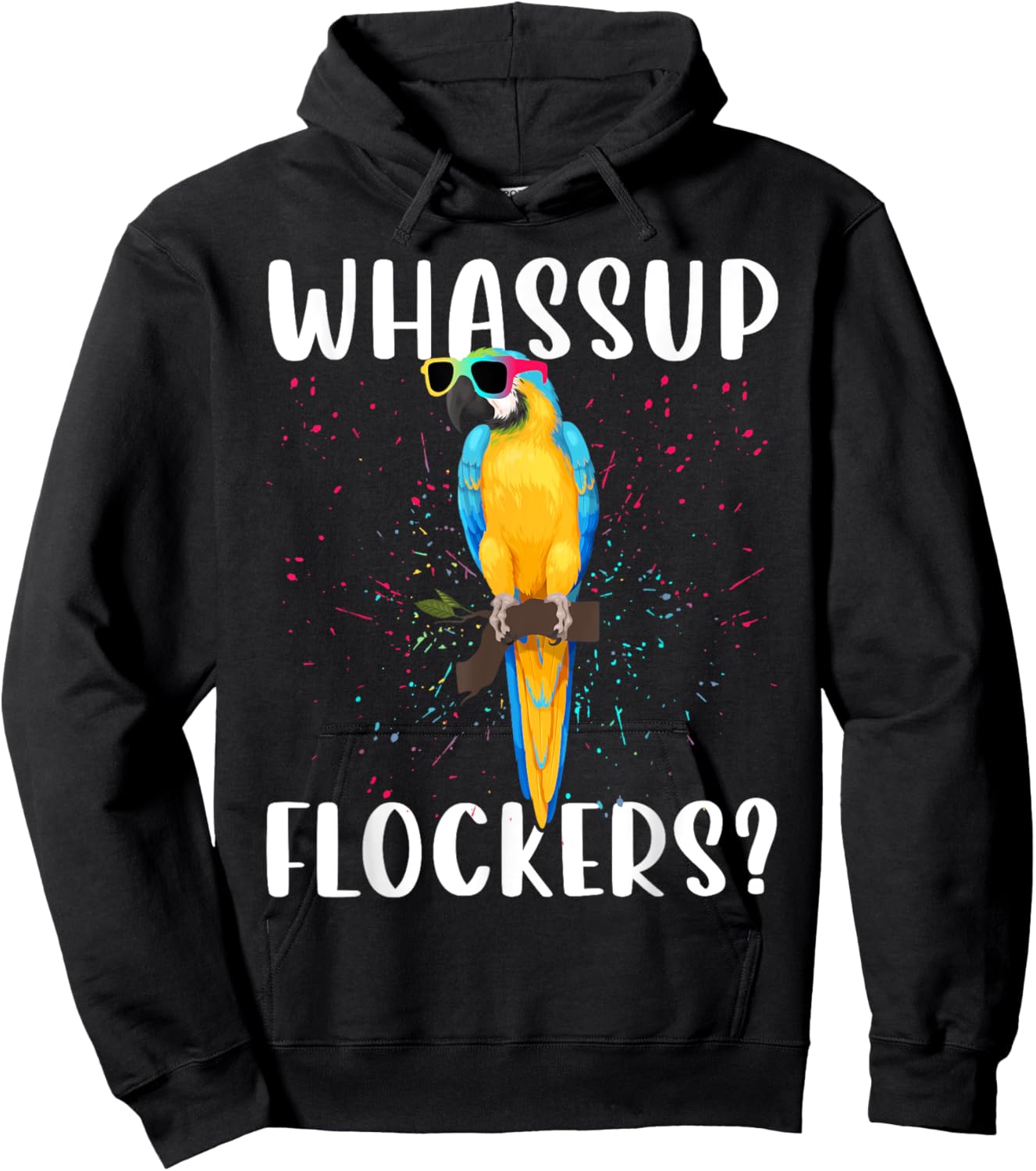 Whassup Flockers Shirt Macaw Shirt Blue Yellow Macaw Hoodie - Hoodie | Black