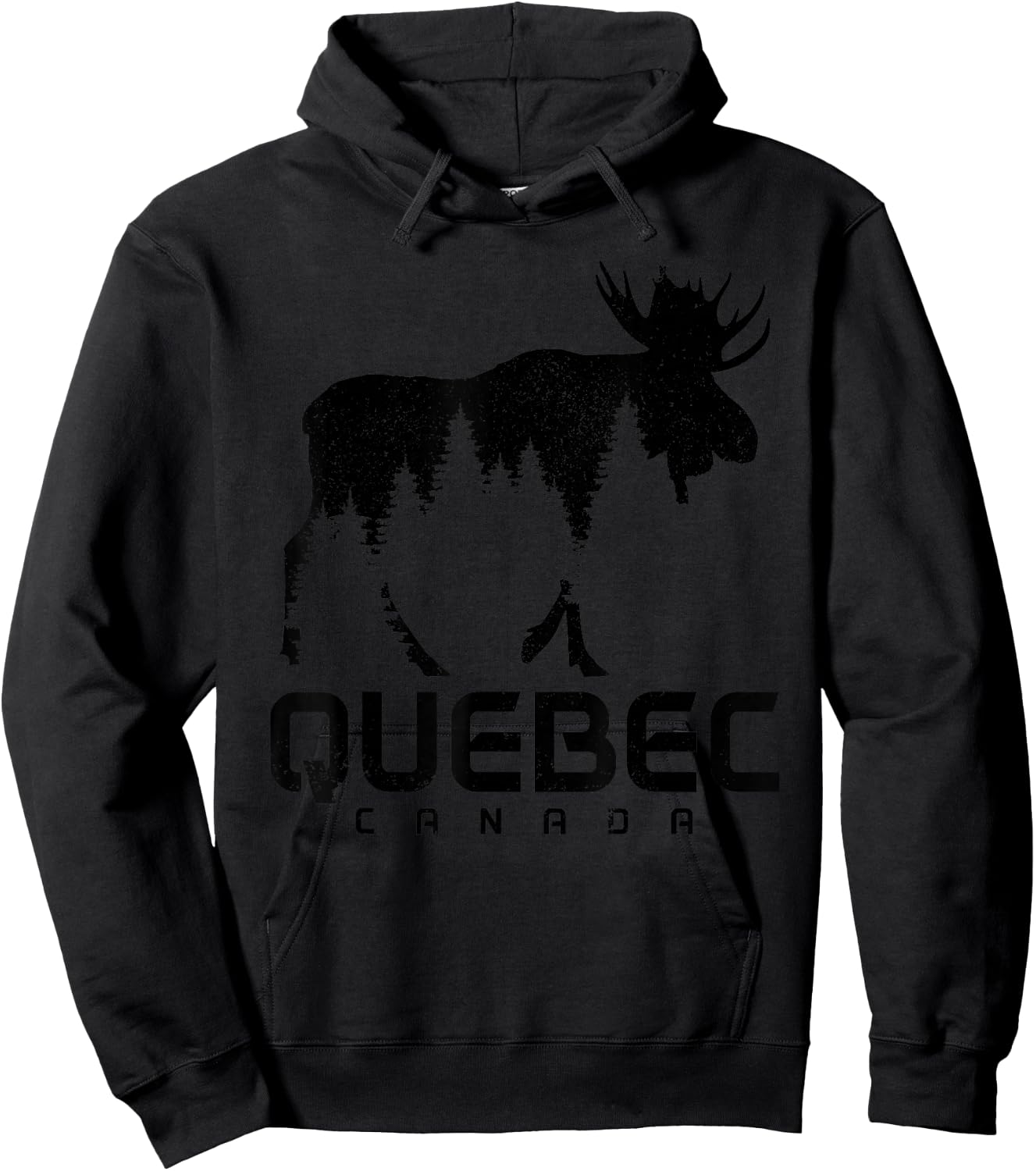 Quebec Canada Vintage Moose Souvenir Hoodie - Hoodie | Black