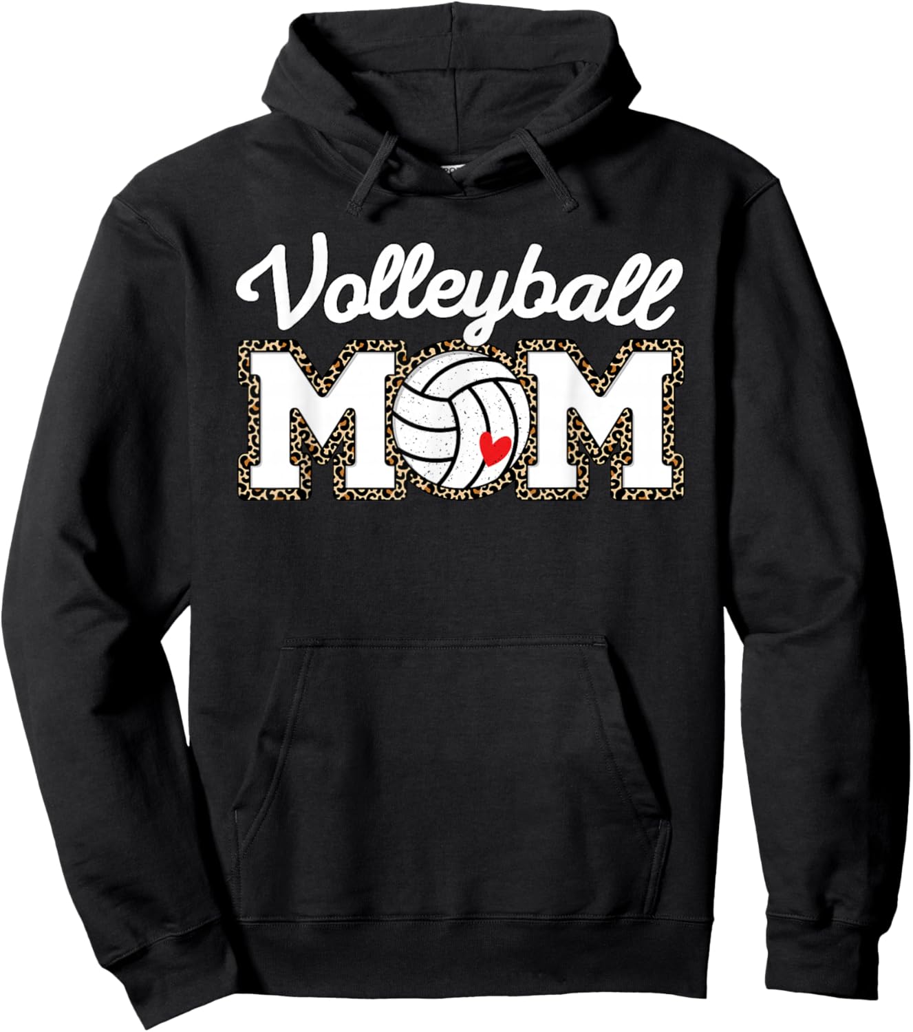 Cute Volleyball Mom Leopard Print Hoodie - Hoodie | Black