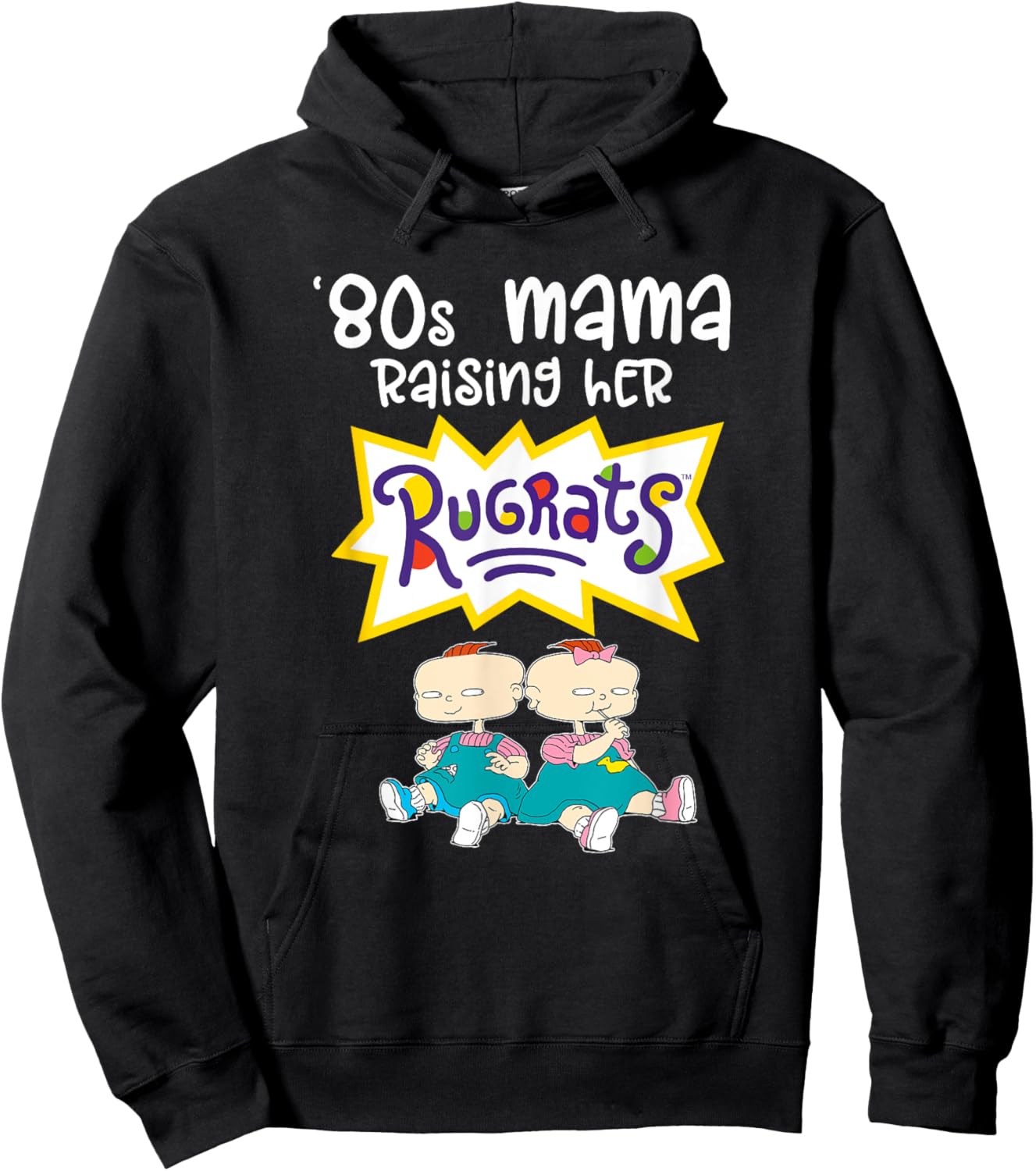 Mademark x Rugrats - 80s Mama Raising Her Rugrats - Phil & Lil Hoodie - Hoodie | Black