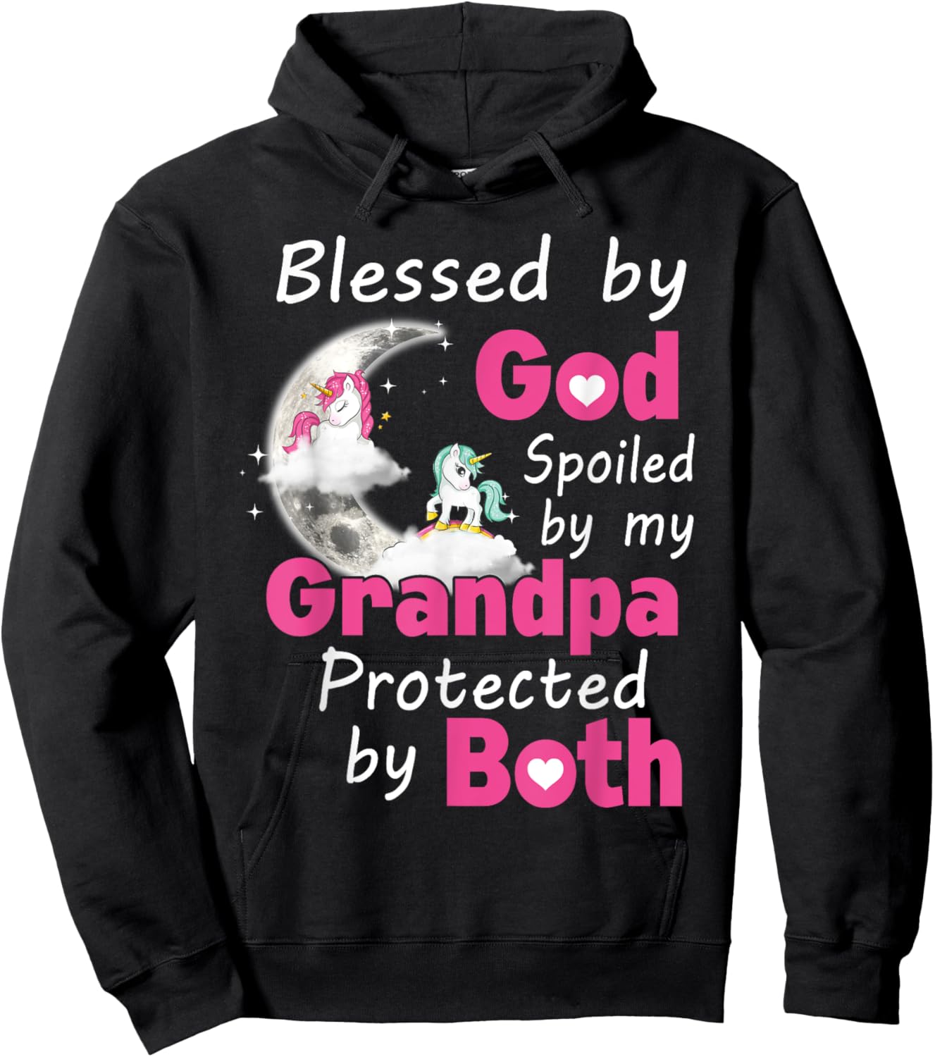 Blessed By God Spoiled By My Grandpa Protected By Both Hoodie - Hoodie | Black