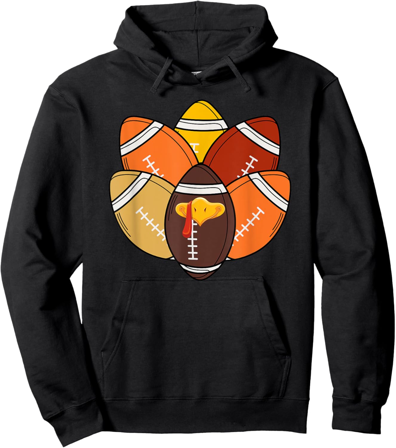 Football Player Turkey Funny Thanksgiving Day Hoodie - Hoodie | Black