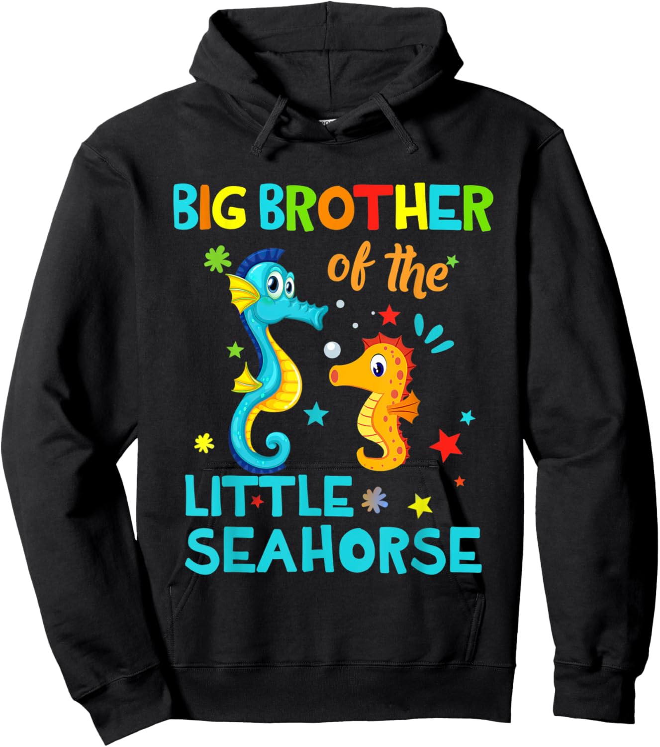 Big Brother Of Seahorse Shirts Birthday Shirts Matching Hoodie - Hoodie | Black