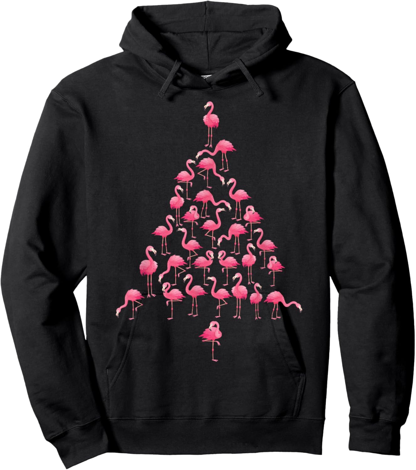 Funny Flamingo Christmas Tree Ornithologist Xmas Women Men Hoodie - Hoodie | Black