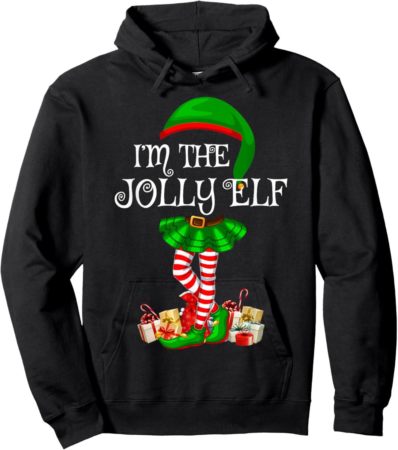 Matching Family Group I'm The Jolly Elf Christmas Hoodie - Hoodie | Black