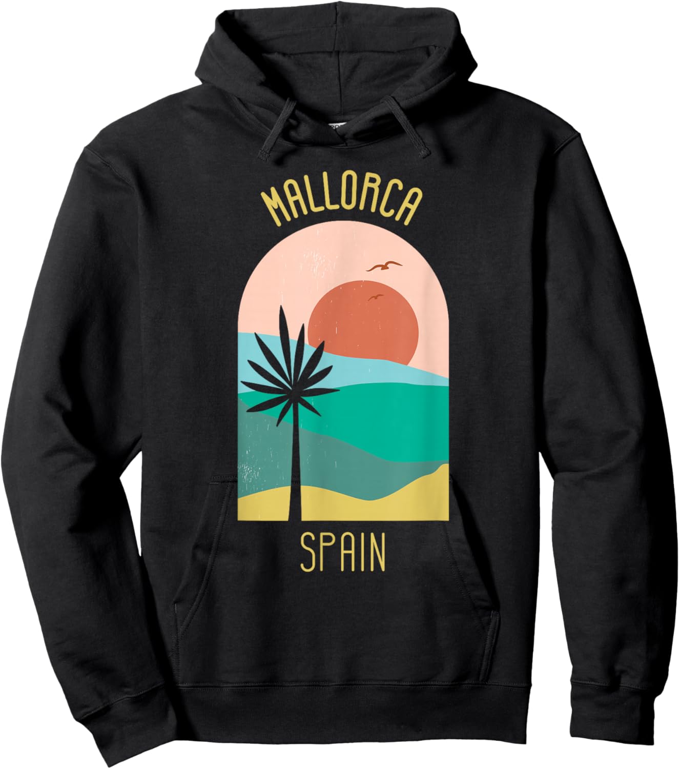 Mallorca Spain - Boho Vintage Vacation Souvenir Hoodie - Hoodie | Black