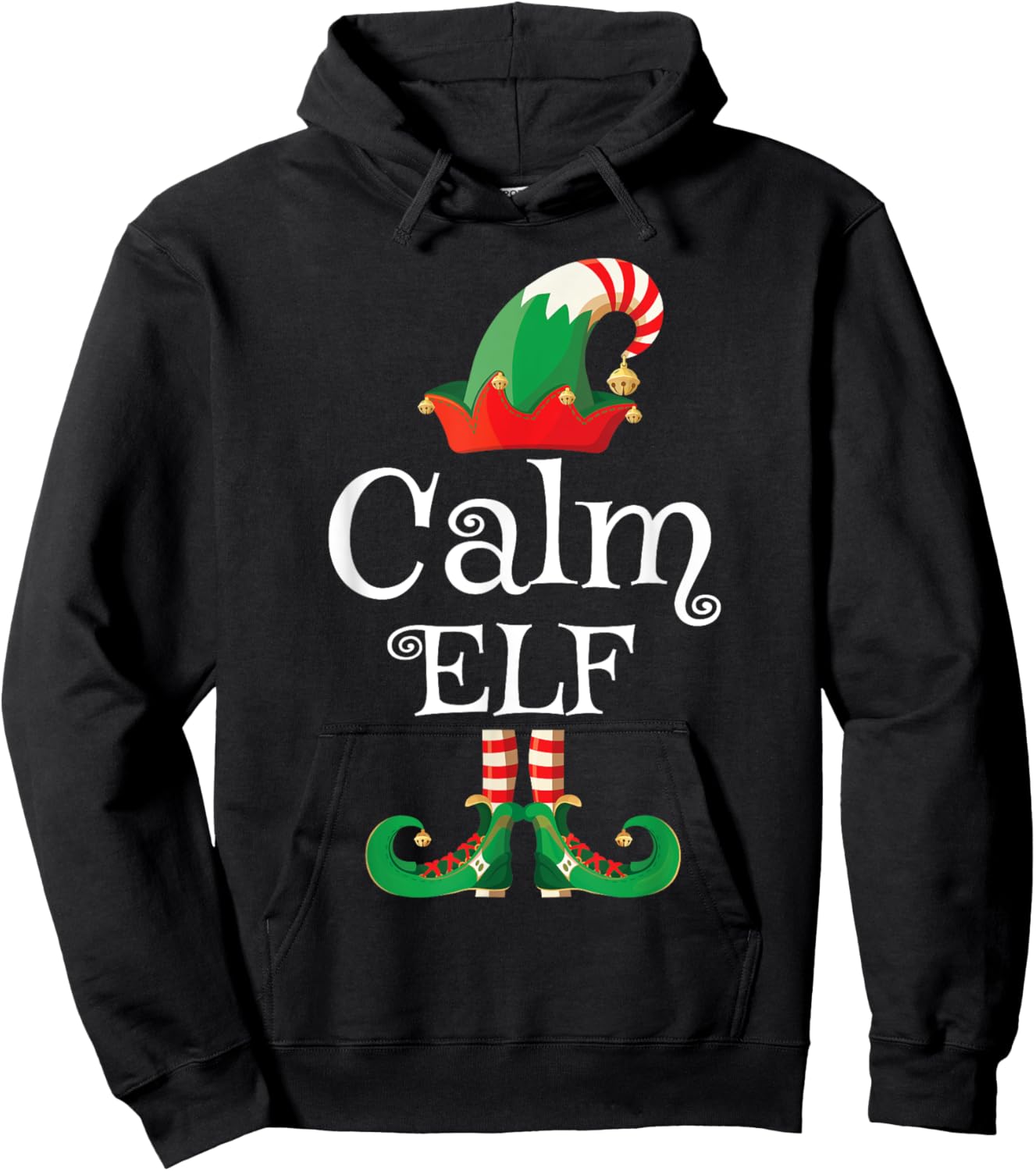 Calm Elf Shirt Women Kids Men Elf Family Matching Christmas Hoodie - Hoodie | Black