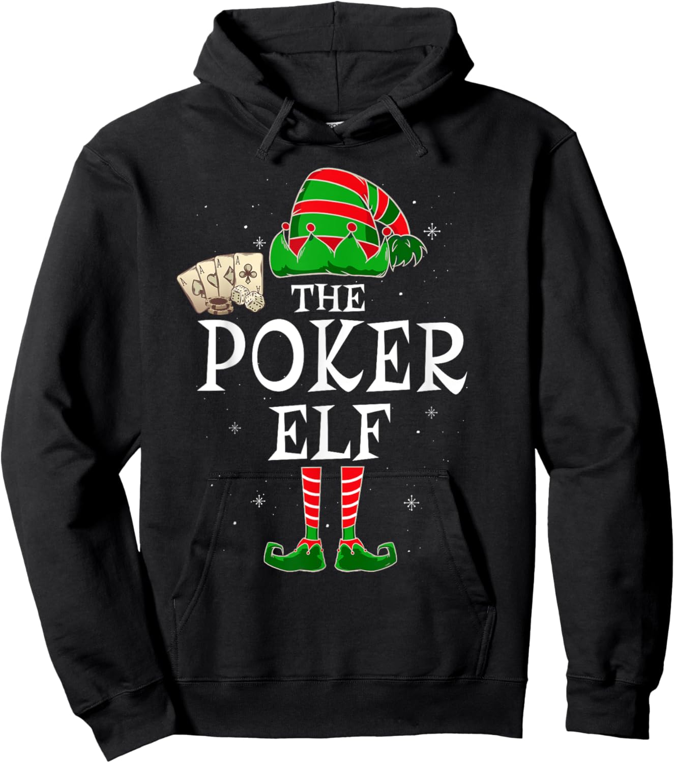 The Poker Elf Group Matching Family Christmas Player Funny Hoodie - Hoodie | Black