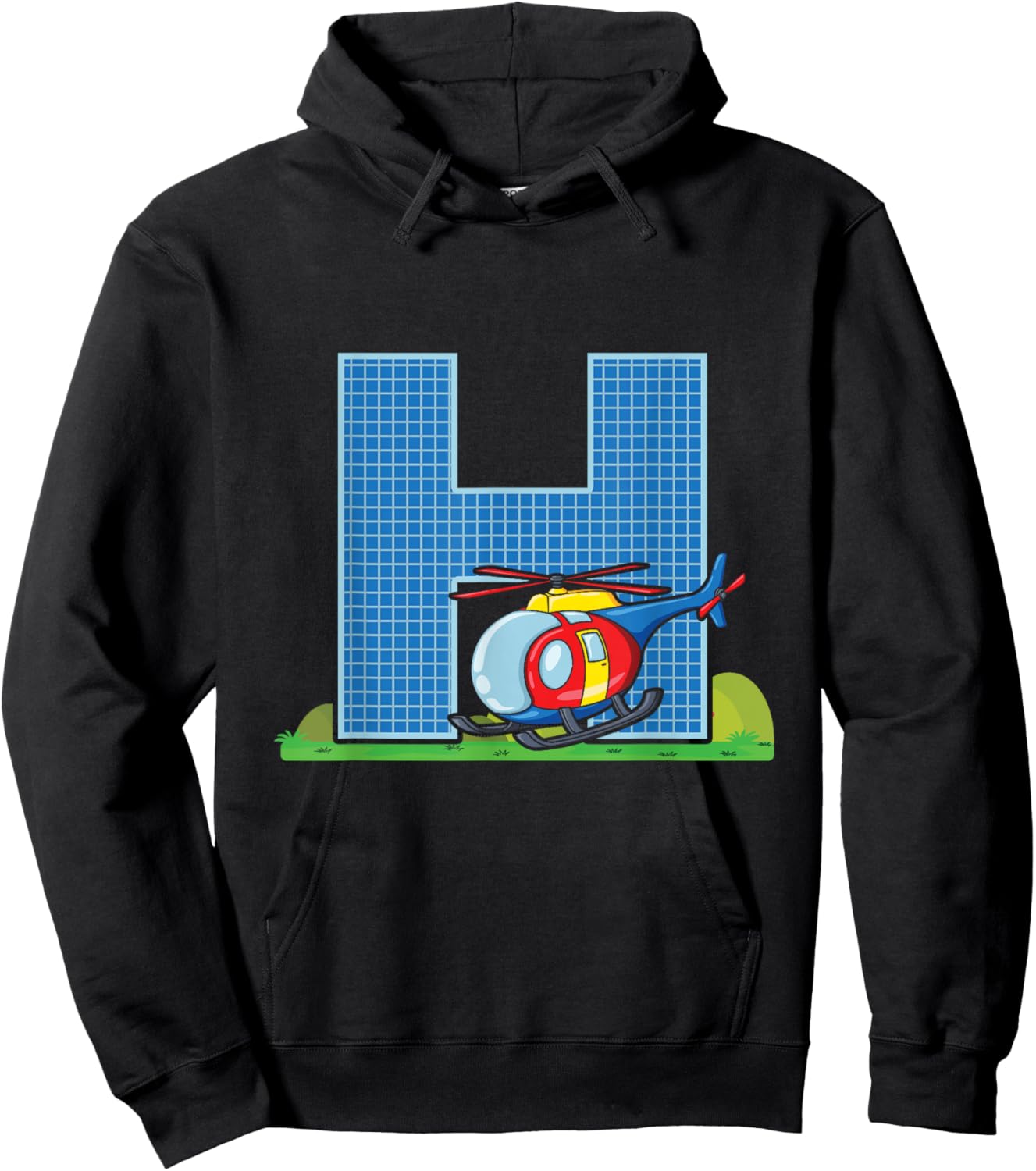 Letter H Helicopter Alphabet Last Name Consonant Initials Hoodie - Hoodie | Black