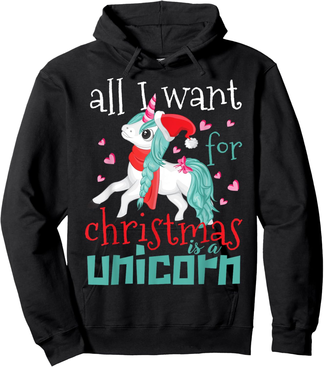 All I want for Christmas is a Unicorn Hoodie - Hoodie | Black