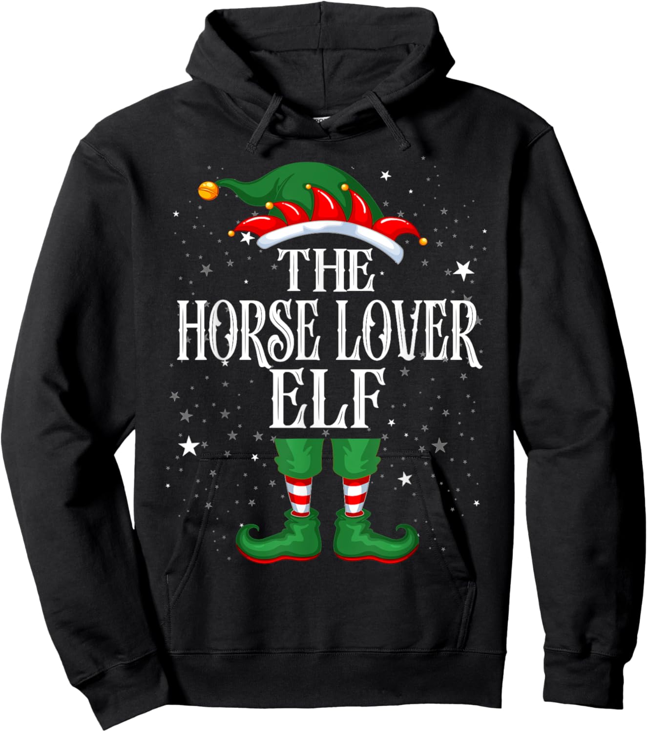 Christmas Elf Matching Family Group Funny Horse Lover Elf Hoodie - Hoodie | Black