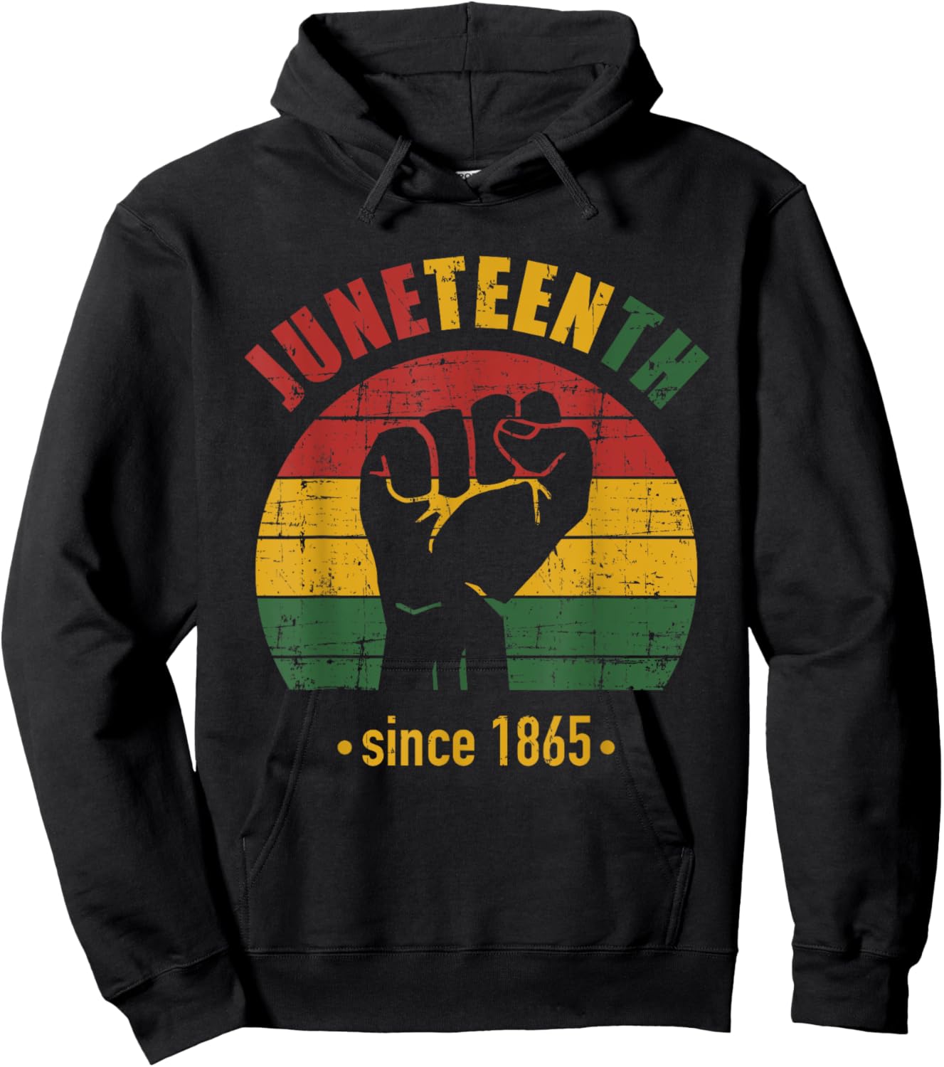 Juneteenth since 1865 with pan african flag and fist Hoodie - Hoodie | Black
