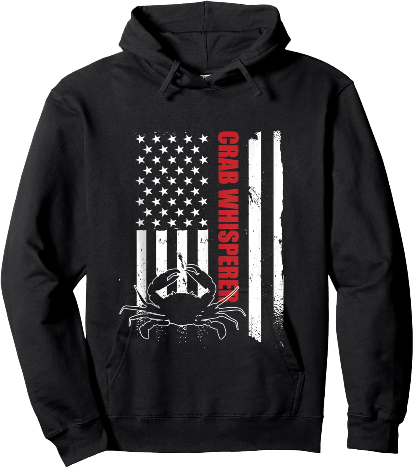 Crab Whisperer American Flag Crab Lover Crab Fishing Hoodie - Hoodie | Black