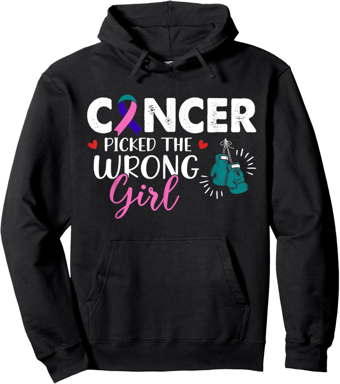 Cancer Picked The Wrong Girl THYROID Cancer Awareness Hoodie - Hoodie | Black