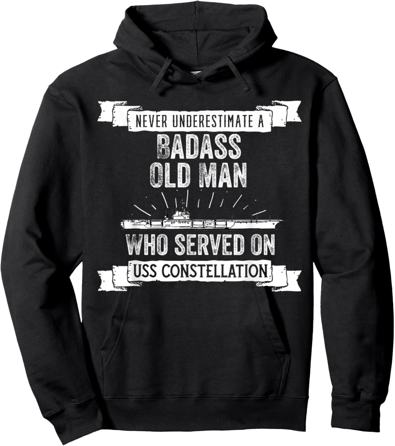 Never Underestimate USS Constellation CV-64 Aircraft Carrier Hoodie - Hoodie | Black
