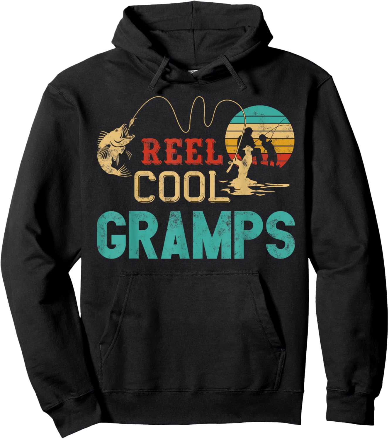 Reel Cool Gramps vintage funny fishing rod gifts for Gramps Hoodie - Hoodie | Black