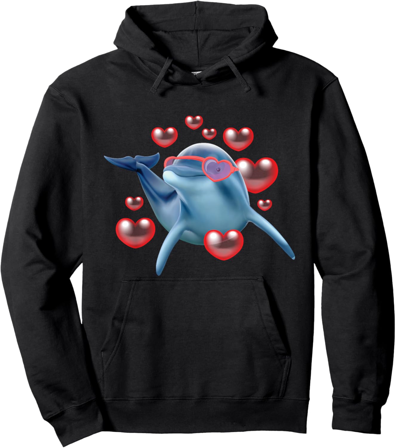 Dolphin In Love - Sea Animal Lover Marine Biologist Hoodie - Hoodie | Black