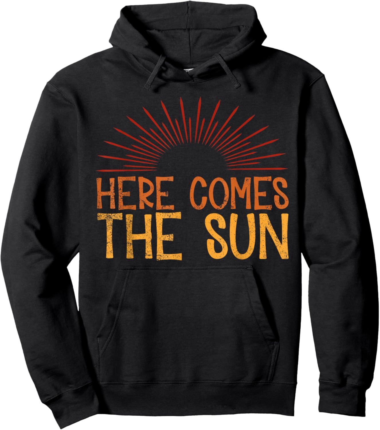 Here Comes The Sun Vintage Retro Beach Summer Vacation Hoodie - Hoodie | Black