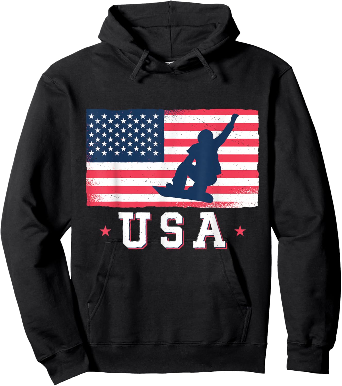 Snowboarding USA American Flag Snowboard Women Kids Men Hoodie - Hoodie | Black