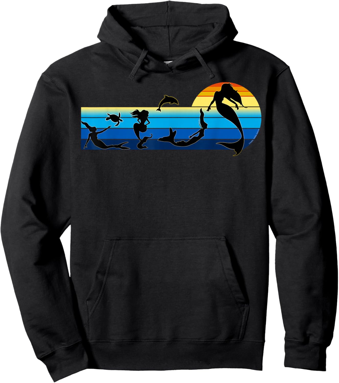 Nautical Swimming Mermaids in the Sea - Mermaids Hoodie - Hoodie | Black