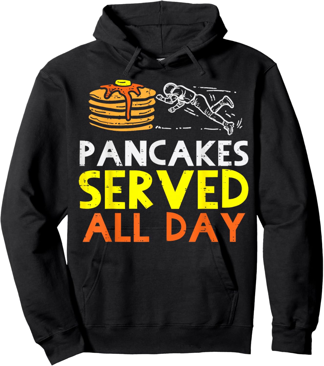 Pancakes Served American Football Funny Offensive Lineman Hoodie - Hoodie | Black