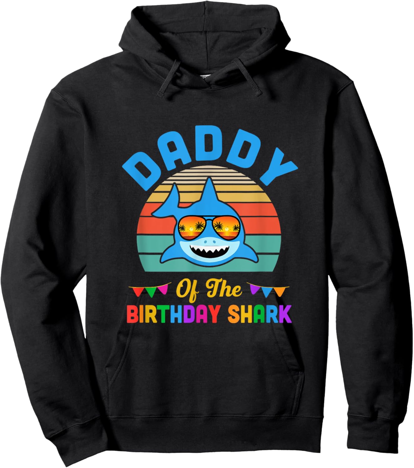 Daddy Of The Shark Birthday Dad Matching Family Hoodie - Hoodie | Black