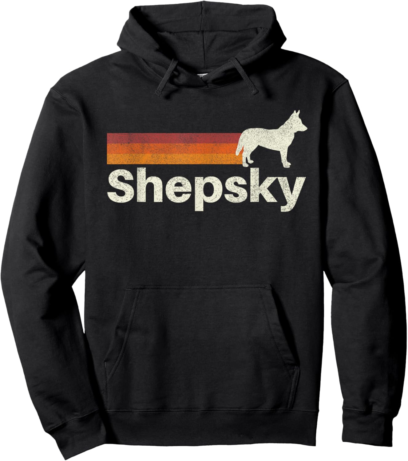 Vintage Shepsky Retro Mom Dad Dog Men Women Girls Kids Hoodie - Hoodie | Black