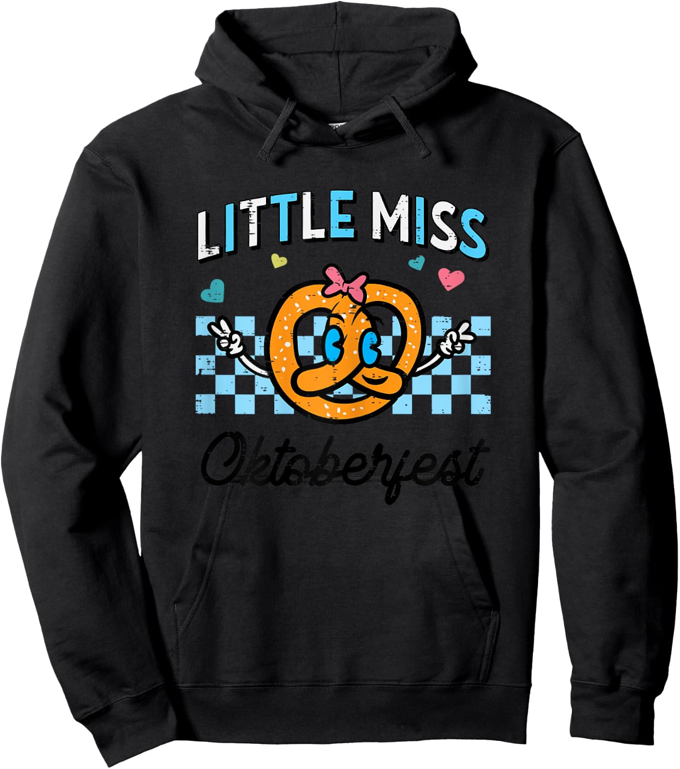 Little Miss Oktoberfest Pretzel German Toddler Girls Kids Hoodie - Hoodie | Black
