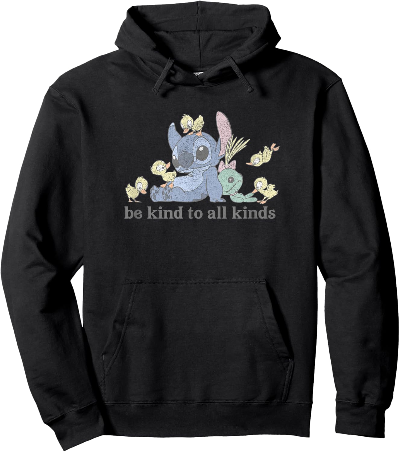 Disney Lilo & Stitch With Ducks Be Kind To All Kinds Hoodie - Hoodie | Black