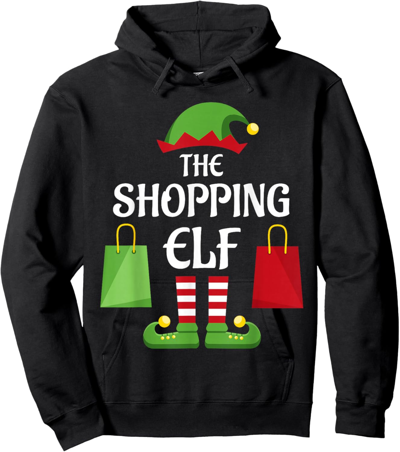 Shopping Elf Family Matching Group Christmas Shopper Hoodie - Hoodie | Black