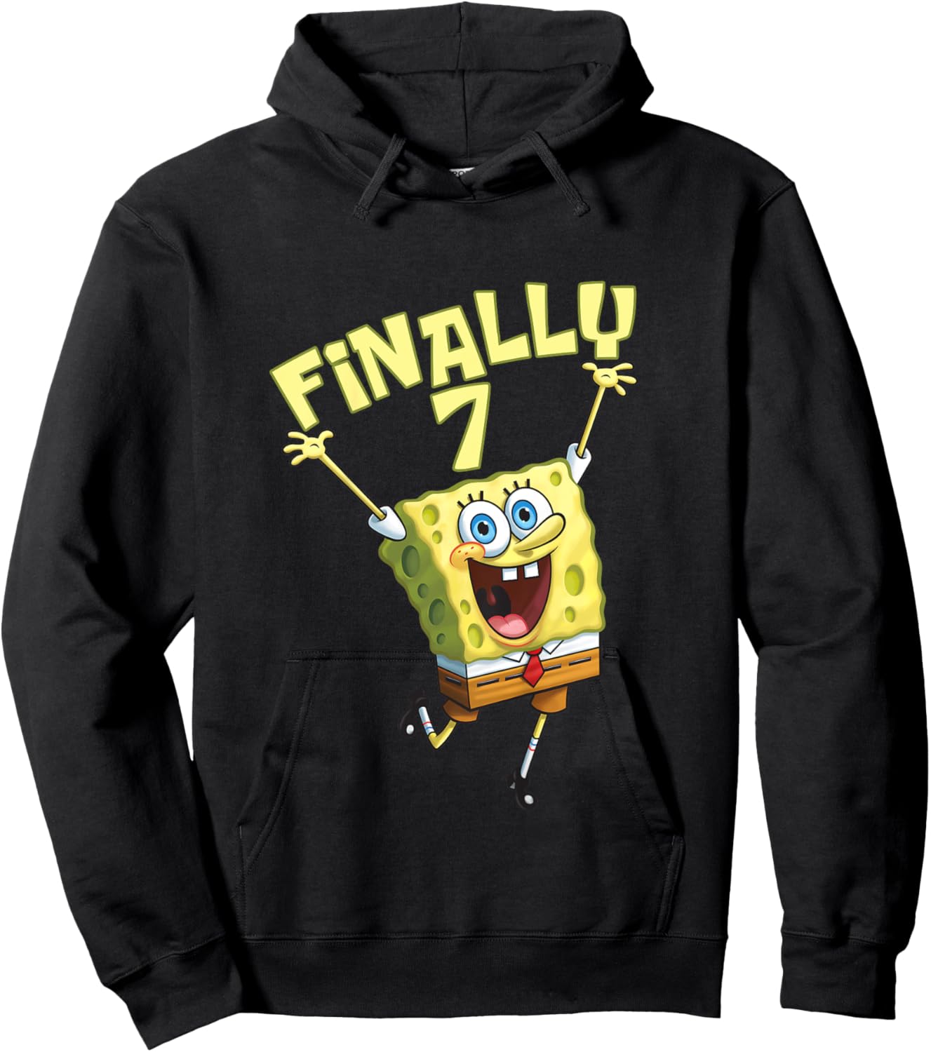 Mademark x SpongeBob SquarePants - Kids Original SpongeBob Square Pants - 7th Birthday. Finally 7. Hoodie - Hoodie | Black