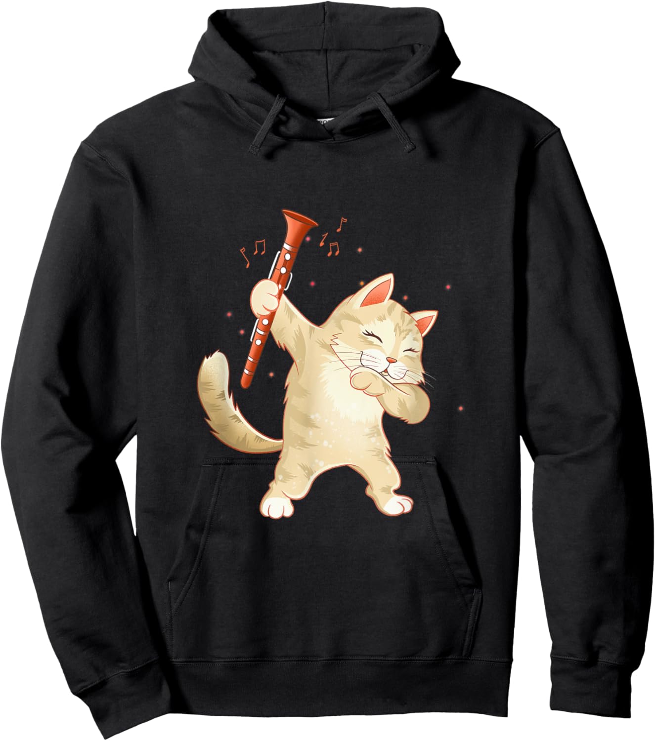 Funny Clarinet Dabbing Cat Lover Clarinetist Cat Men Women Hoodie - Hoodie | Black