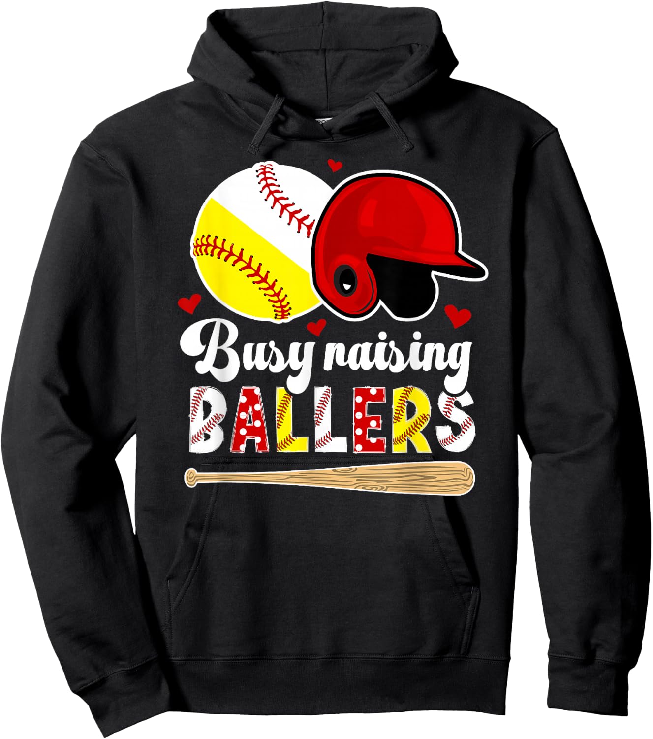 Busy Raising Ballers Baseball Softball Mom Hoodie - Hoodie | Black