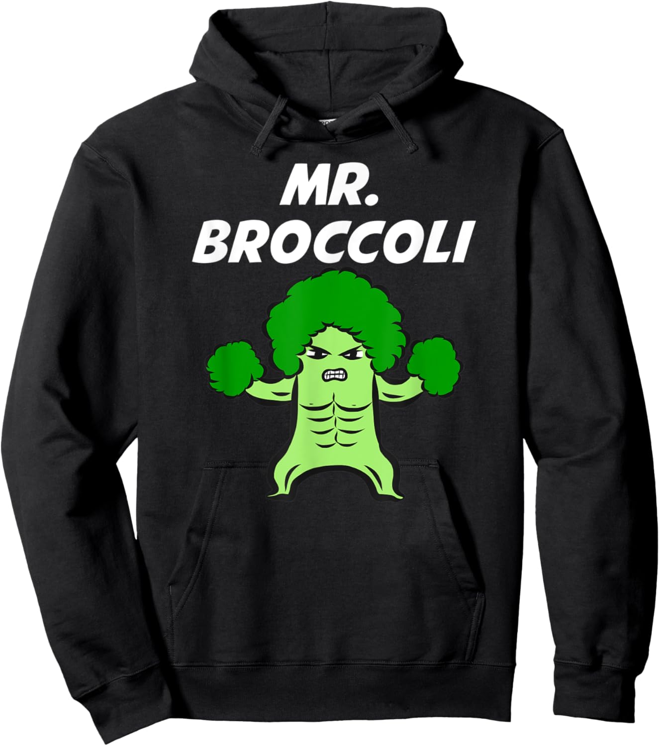 Mr. Broccoli Man Super Power Vegetable Hero Eat All Veggies Hoodie - Hoodie | Black