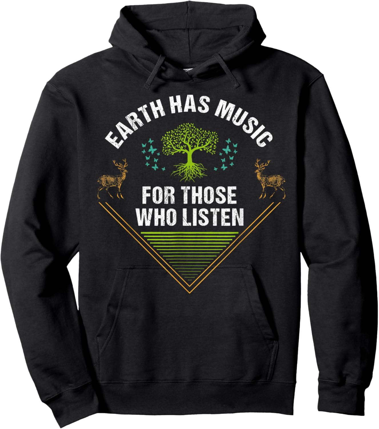 Walk with Nature Earth Music Hiking Themed Outdoor Hoodie - Hoodie | Black