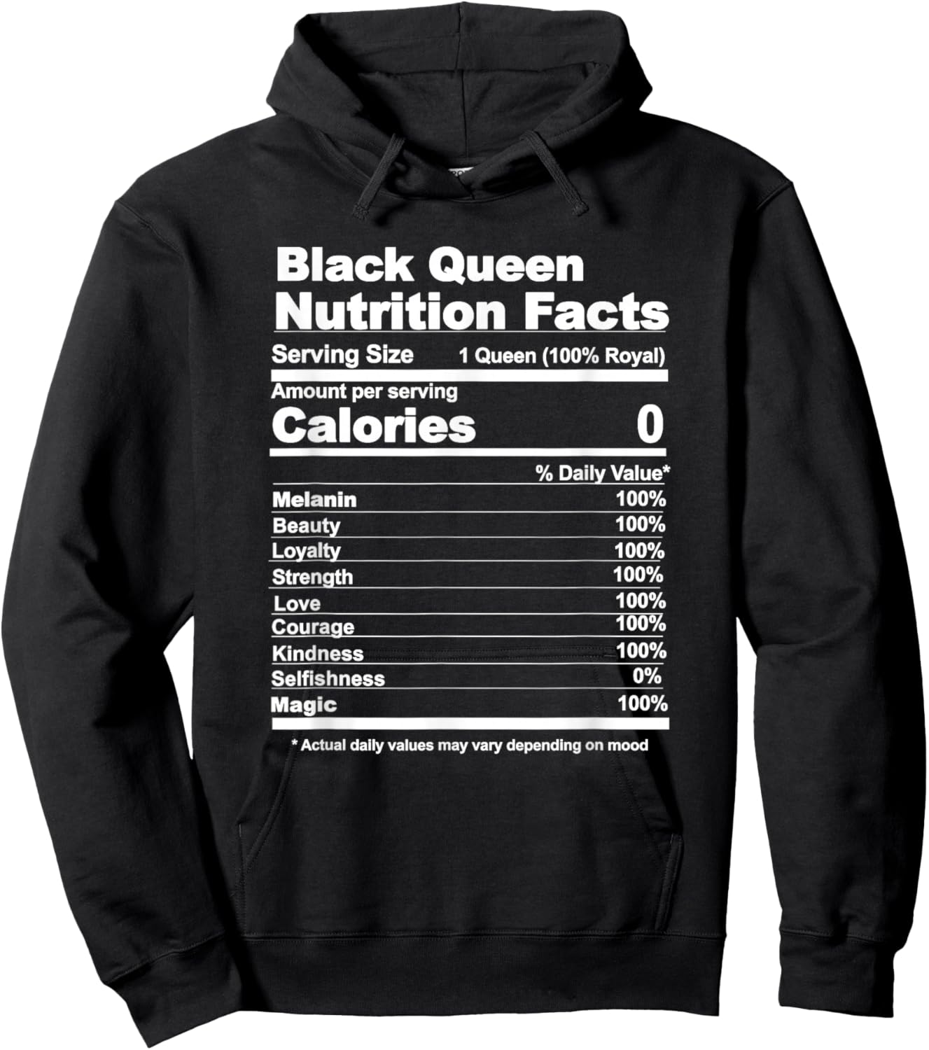 Black Queen Nutritional Facts Small Hoodie - Hoodie | Black